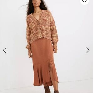 Madewell Flounce Hem Boho Midi Skirt Cheetah Jacquard Size 8